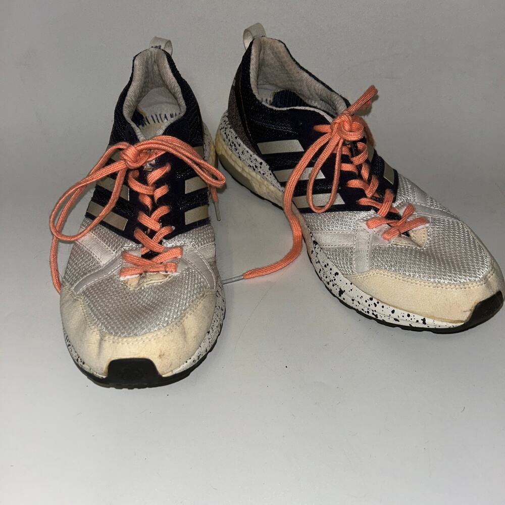 Adidas AdiZero Tempo 9 White Navy Sneakers Athletic Shoes Women's Size 9